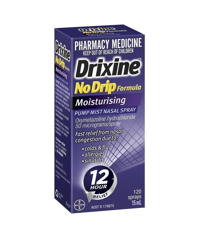 Drixine 12 Hour Relief No Drip Moisturising Nasal Spray 15mL