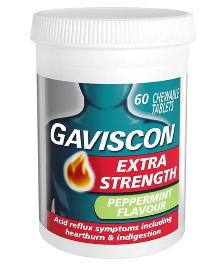 Gaviscon Extra Strength Peppermint 60 Chewable Tablets