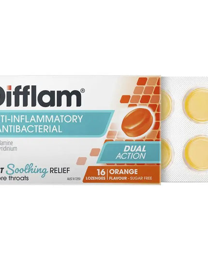 Difflam Sore Throat Sugar Free Orange 16 Lozenges
