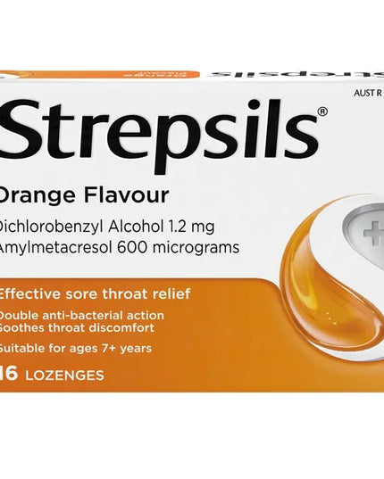Strepsils Soothing Lozenges Orange 16pk Sore Throat Double Antibacterial