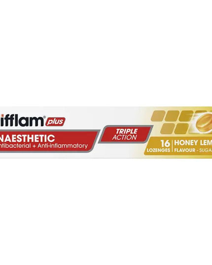 Difflam Plus Anaesthetic Sugar Free Honey And Lemon 16 Lozenges