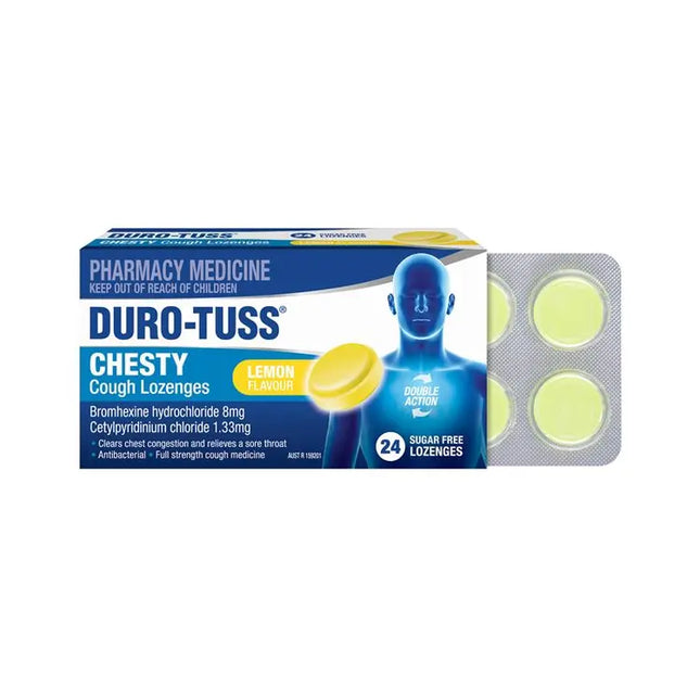 DURO-TUSS Chesty Cough Lozenges Lemon 24 Lozenges