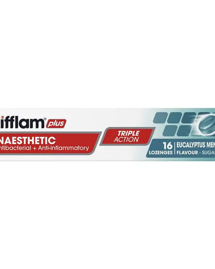 Difflam Plus Anaesthetic Sugar Free Eucalyptus Menthol 16 Lozenges