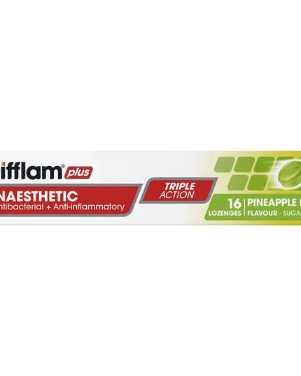 Difflam Plus Anaesthetic Sugar Free Pineapple & Lime 16 Lozenges