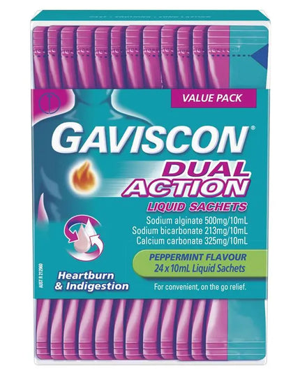 Gaviscon Dual Action Liquid Sachets Peppermint 24 Pack