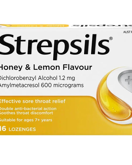 Strepsils Throat Lozenges Soothing Honey & Lemon 16 Pack