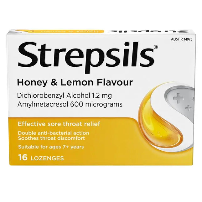 Strepsils Throat Lozenges Soothing Honey & Lemon 16 Pack