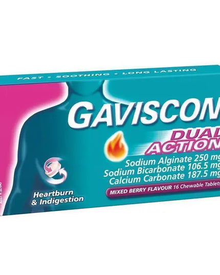 Gaviscon Dual Action Heartburn and Indigestion Relief Mixed Berry 16 Pack