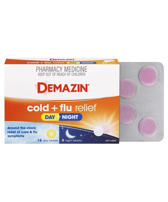 Demazin Cold & Flu Relief Day + Night 24 Tablets