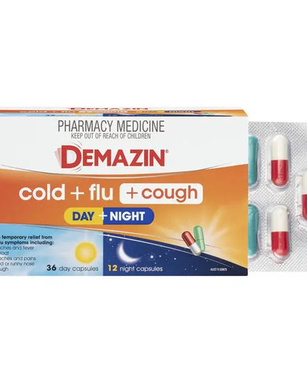 Demazin Cold + Flu + Cough Day + Night 48 Capsules