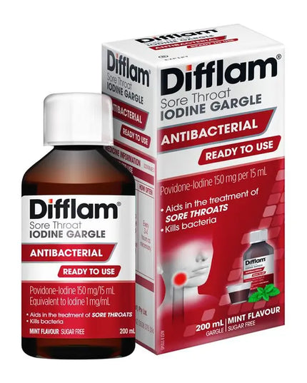 Difflam Plus Ready To Use Sore Throat Gargle Mint 200ml