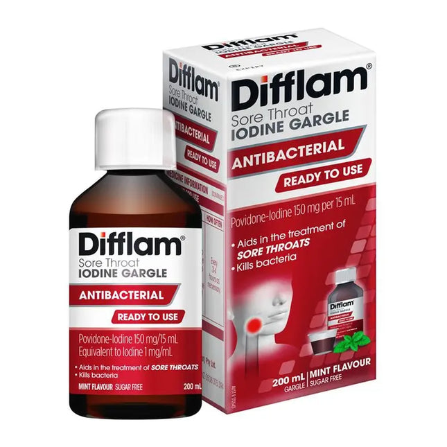 Difflam Plus Ready To Use Sore Throat Gargle Mint 200ml