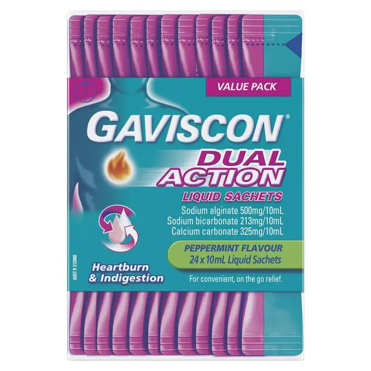 Gaviscon Dual Action Liquid Sachets Peppermint 24 Pack