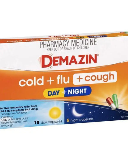 Demazin Cold + Flu + Cough Day + Night 24 Capsules
