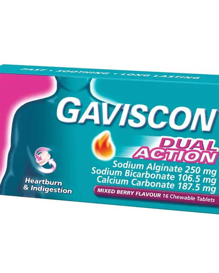 Gaviscon Dual Action Heartburn and Indigestion Relief Mixed Berry 16 Pack