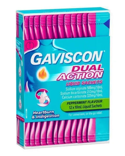 Gaviscon Dual Action Liquid Sachets Peppermint 12 Pack