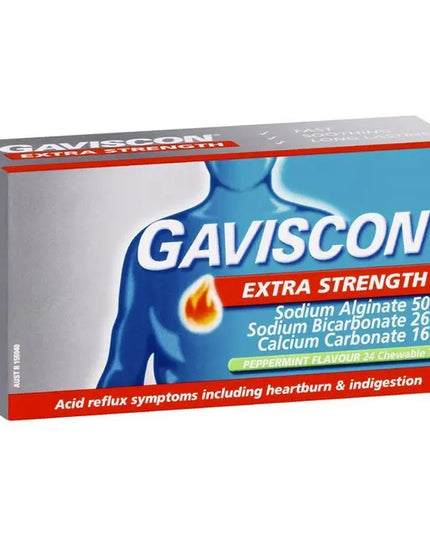 Gaviscon Extra Strength Peppermint Flavour 24 Tablets