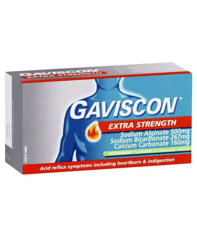 Gaviscon Extra Strength Peppermint Flavour 24 Tablets