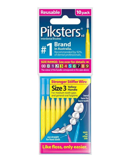 Piksters Interdental Brushes Yellow Size 3 10pk