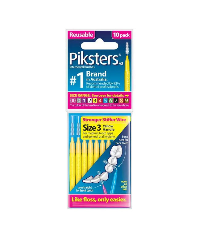 Piksters Interdental Brushes Yellow Size 3 10pk