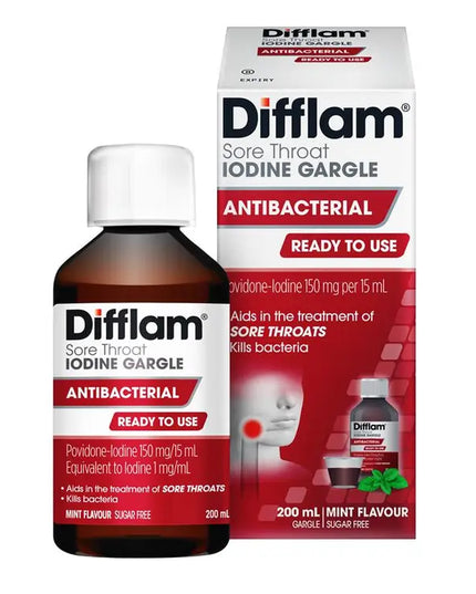 Difflam Plus Ready To Use Sore Throat Gargle Mint 200ml