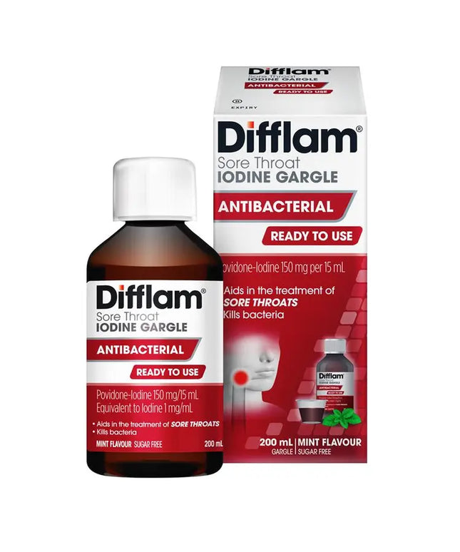 Difflam Plus Ready To Use Sore Throat Gargle Mint 200ml
