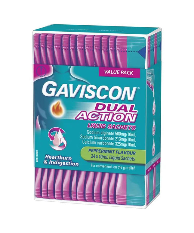 Gaviscon Dual Action Liquid Sachets Peppermint 24 Pack