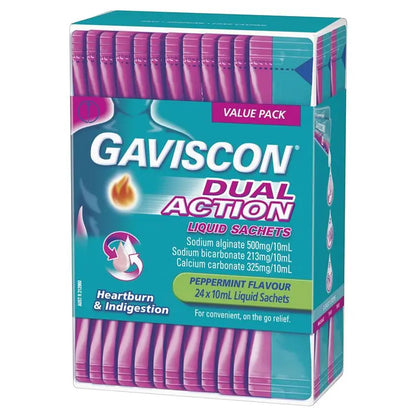 Gaviscon Dual Action Liquid Sachets Peppermint 24 Pack
