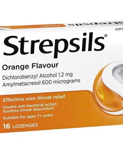 Strepsils Soothing Lozenges Orange 16pk Sore Throat Double Antibacterial