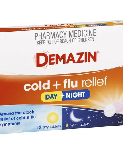 Demazin Cold & Flu Relief Day + Night 24 Tablets