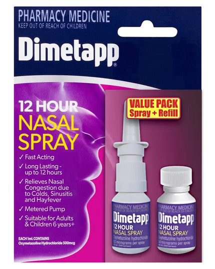Dimetapp 12 Hour Nasal Spray Twin Pack (Spray 20ml + Refill 20ml)