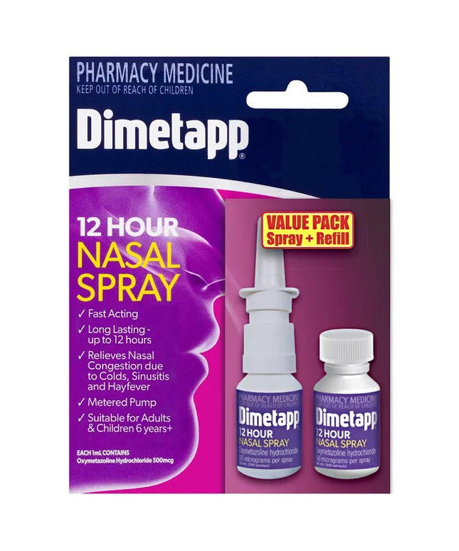 Dimetapp 12 Hour Nasal Spray Twin Pack (Spray 20ml + Refill 20ml)