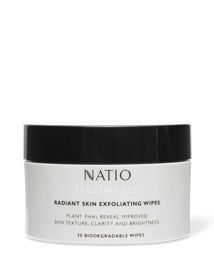 Natio radiant skin exfoliating wipes 30 wipes