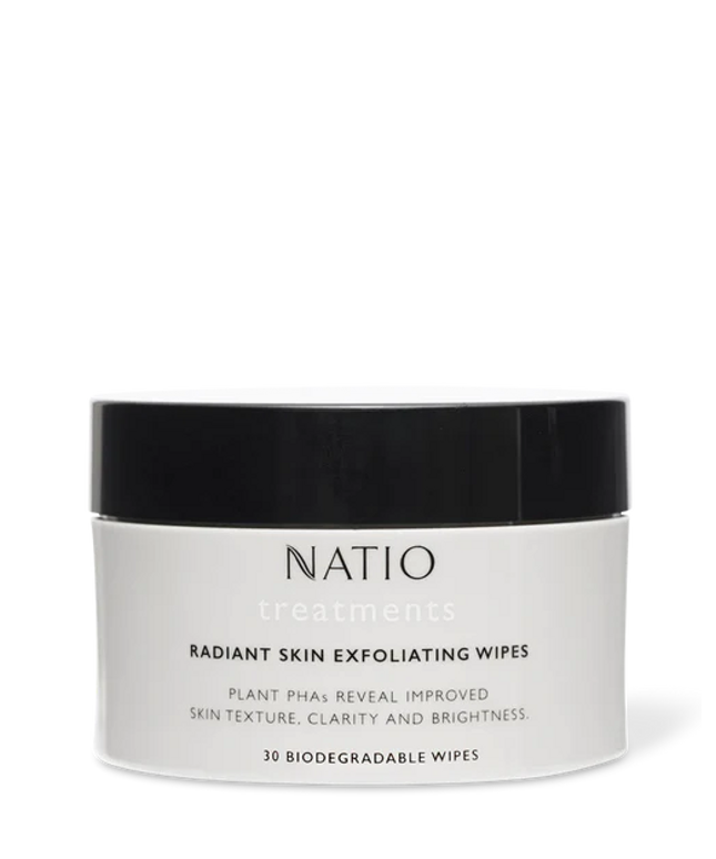 Natio radiant skin exfoliating wipes 30 wipes