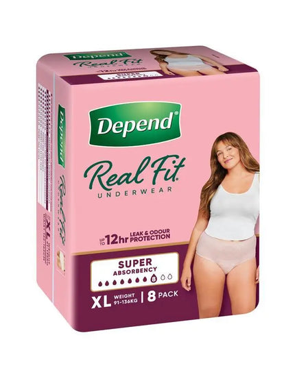 Depend Women Real Fit Underwear Super Extra Large 8 Pack