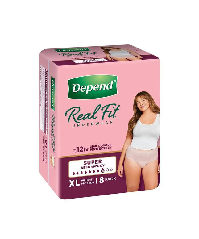Depend Women Real Fit Underwear Super Extra Large 8 Pack