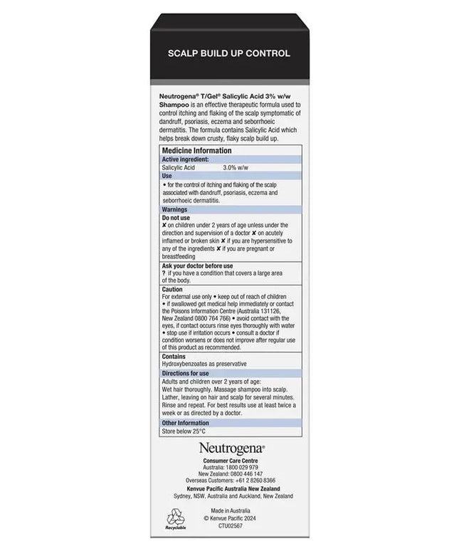 Neutrogena T/Gel Shampoo 200ml - 3% Salicyclic Acid