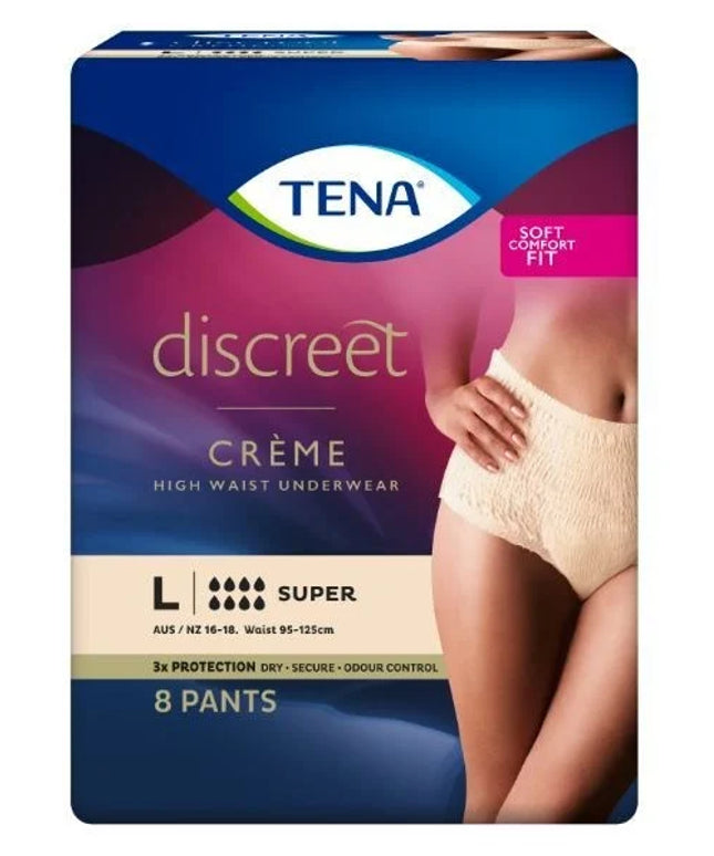 TENA Women’s Discreet Underwear-High Waist Large Creme