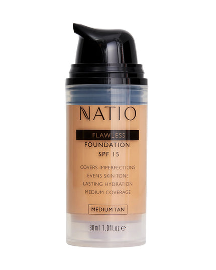 Natio Flawless Foundation SPF 15 Medium Tan 30ml